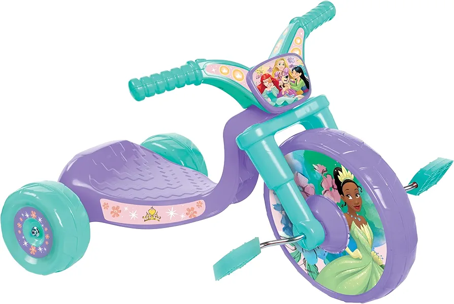 Fly Wheels Disney Princess Ride-On 10" Tricycle with Sounds - Toddler Bike Trike, Ages 18-36M, for Kids 33”-35” Tall and up to 35 Lbs., Large