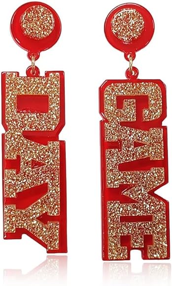 Game Day Earrings for Women, Sparkle Acrylic Game Day Letter Football Earrings Game Day Accessories Team Sports Fan Earrings Football Team Gifts Jewelry