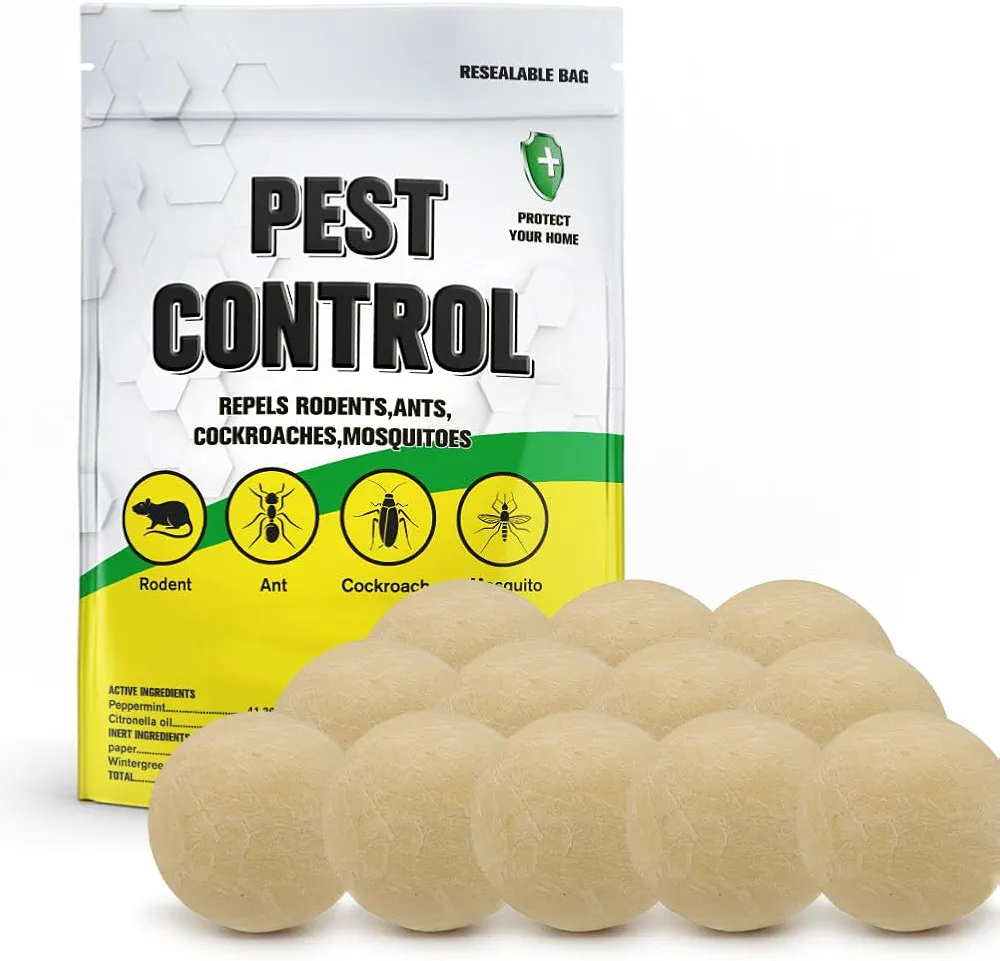 Pest Control Balls, Mice Repellent, High-Strength Mouse Repellents Peppermint, Rat Repellent, RV Mouse Deterrent Repels Rodents,Spiders,Roaches,Ants,Moths & Other Pests,Mice Control-12 Balls/Bag