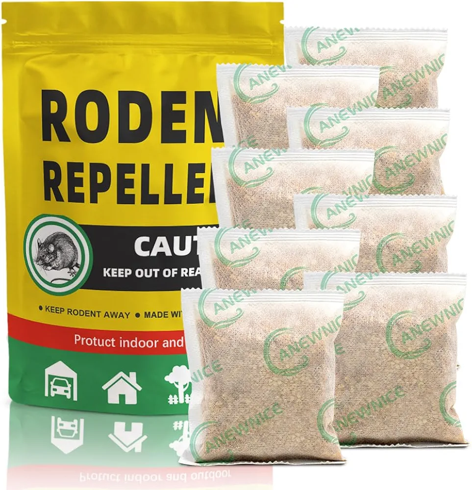 Rodent Repellent, Peppermint Mouse Repellents Outdoor,Rat Repellent for House/Car/RV/Boat/Garage/Shed/Cabin,Mice Repellent for Car Engines,Mouse Repellant(8 Pouches), Yellow