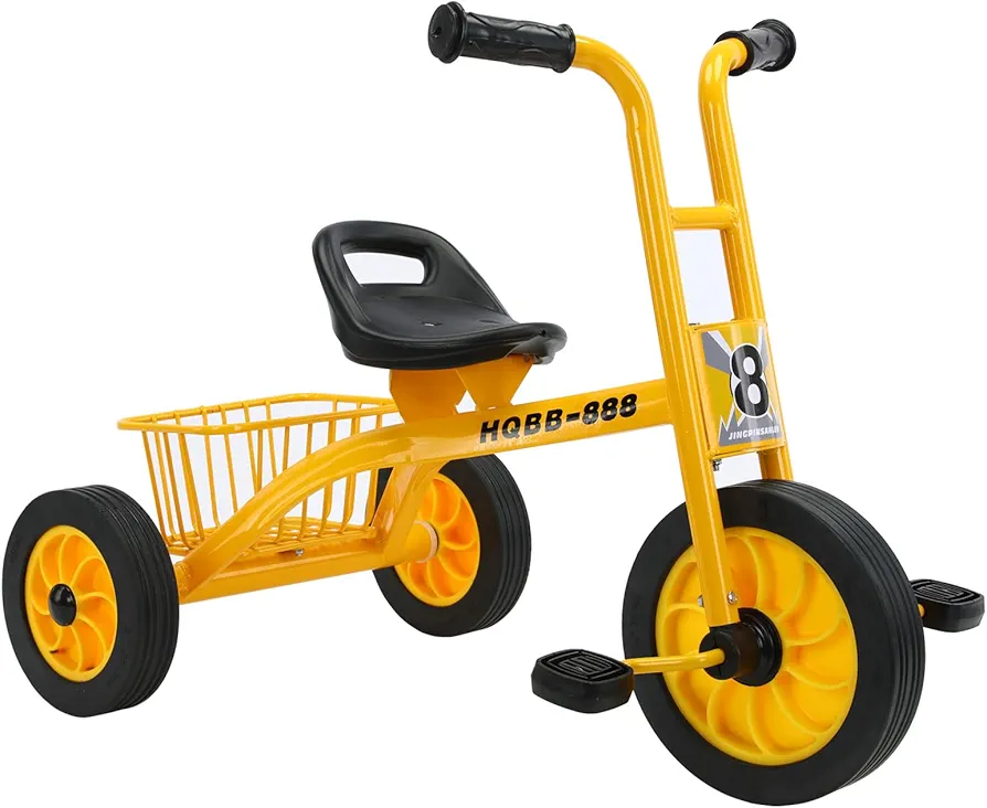 Kids Tricycle for Rider Ages 3-8, Big Wheel Kids Trike with Adjustable Seat and Rubber Wheels, Preschool Daycare Playground Kids Tricycle Bike, Kids Outdoor Play Equipment