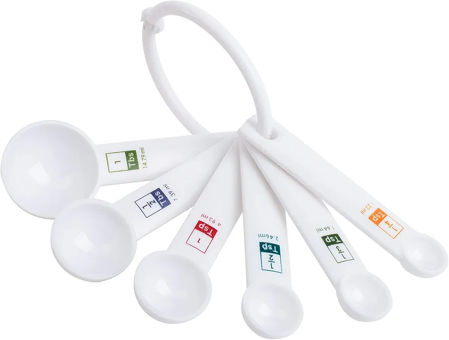 Fox Run 6-Piece Plastic Measuring Spoon Set White, 1.6 x 9 x 3 inches