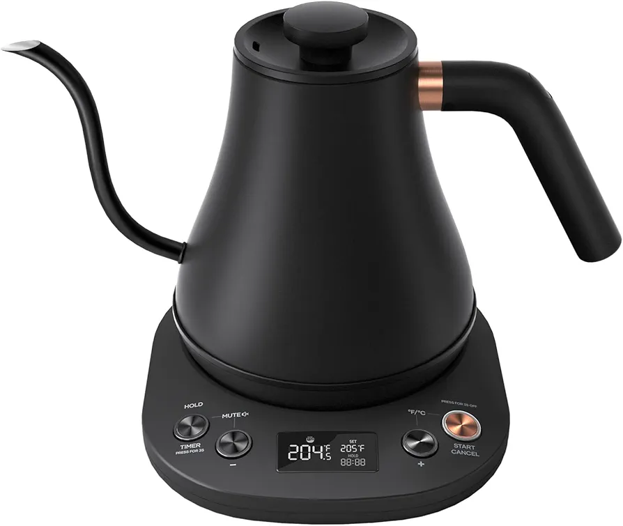 Mecity Electric Kettle Gooseneck Pour Over Kettle ±1℉ Temperature Control Quick Heating Water Boiler for Coffee & Tea & Formula Auto Shut Off Tea Kettle 1200 Watt, 0.8L, Matt Black, Barista Edition