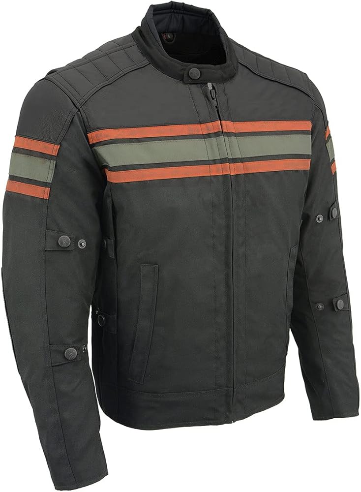 Milwaukee Leather MPM1751 Burnt Orange Leather and Textile Armored Motorcycle Jacket for Men - All Season