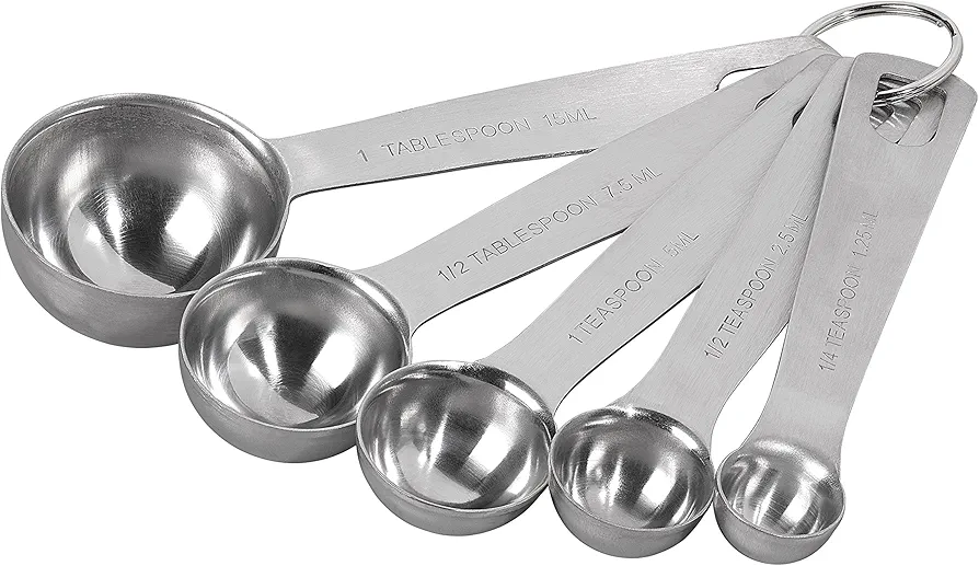 Tala Stainless Steel Measuring Spoons, 5 Piece Set for Measuring Dry and Liquids