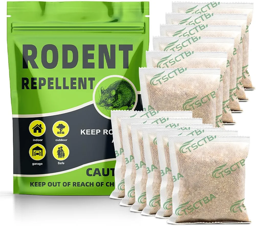 Rodent Repellent Pouches, Rat Repellent, Mouse Repellent, Natural Mice Repellent Indoor, Peppermint Oil to Repel Mice and Rats,Rat Deterrent, Keep Mice Away, Powerfully&Effectively-12P