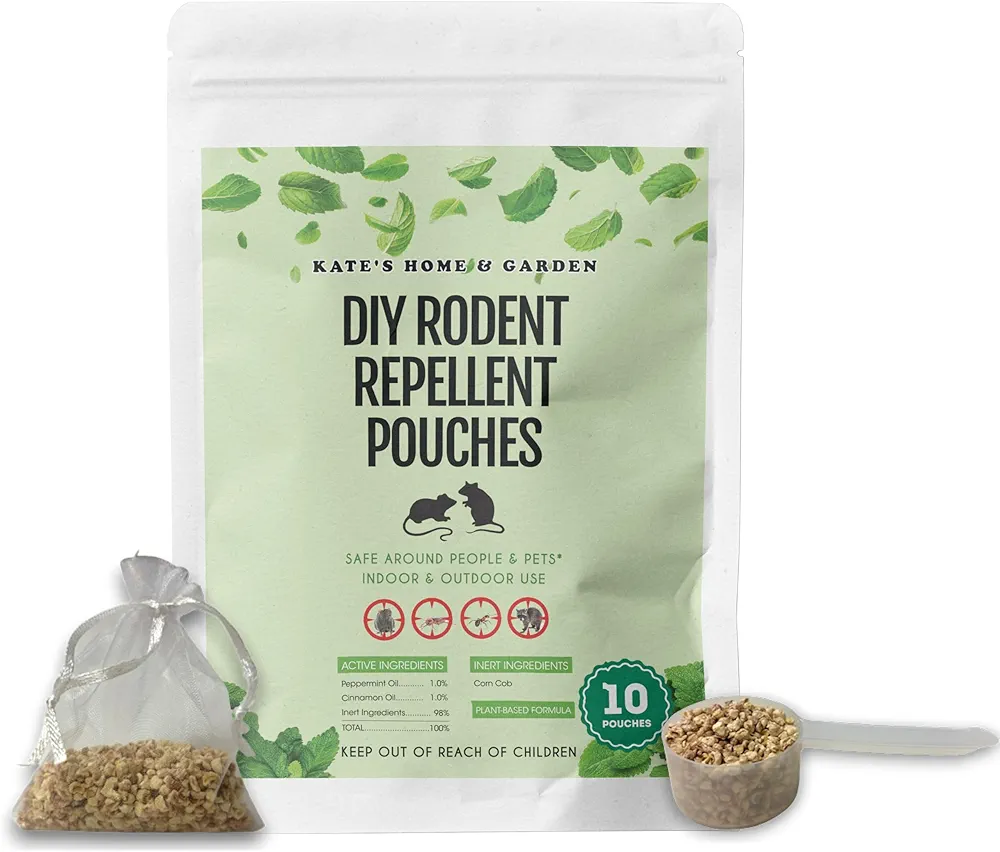 Kate's Home & Garden DIY Peppermint Oil Rodent Repellent Pouches (10 Pouches). Mouse Repellent Indoor with Peppermint Oil & Cinnamon Oil to Repel Mice, Vamoose & Rats. Non-Toxic, Natural, Made in USA