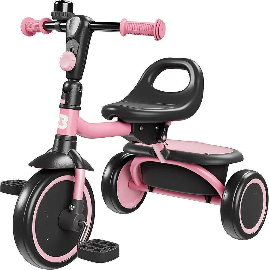 besrey Toddler Tricycle with Bell, Kids Tricycle Age 18 Months to 5 Years, Kids Trikes, Toddler Bikes for 1-3 Year Olds, Toddler Trikes for 2-4 Year Olds, Gift & Toys for Boy & Girl, Pink