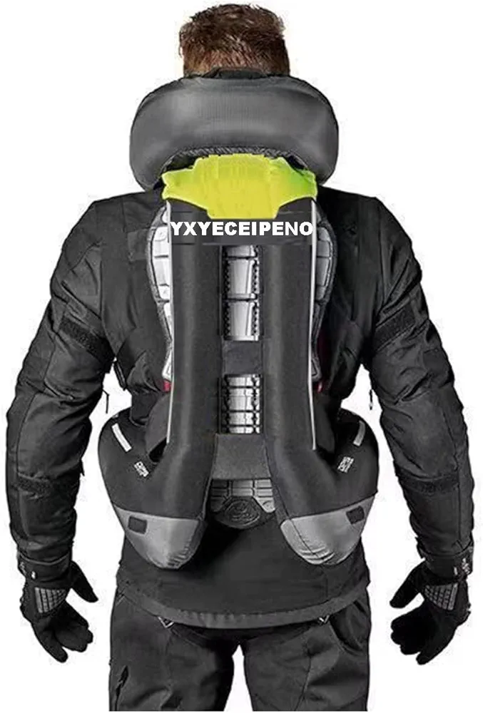 Reflective Motorcycle Jacket Motorcycle Airbag Vest Reflective Tape On Chest and Back Motorcycle Inflatable Vest (Color : Preto, Size : X-Large)