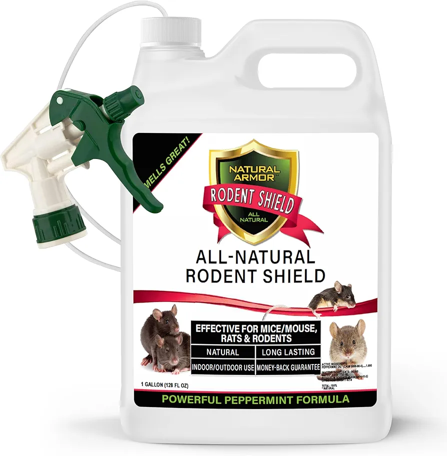 Peppermint Repellent for Mice/Mouse, Rats & Rodents. Natural Spray for Indoor & Outdoor Use. Natural Armor Rodent Shield. 128 OZ Gallon