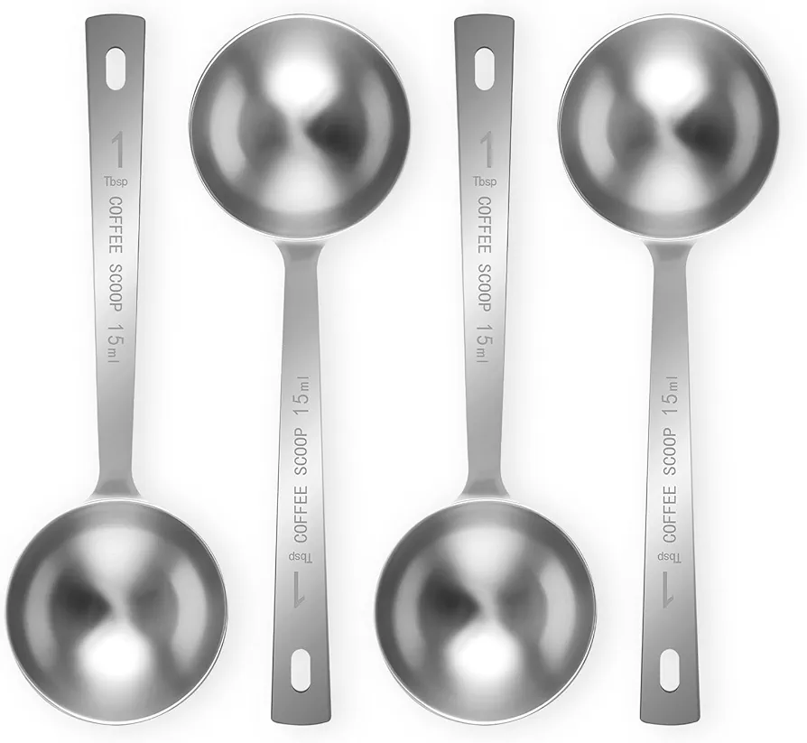 4Pcs Coffee Scoop Spoon - 1 Tablespoon Measuring Spoon, 15ML Stainless Steel Coffee Spoons, Long Handle Coffee Measuring Scoop for Ground Coffee, Loose Tea and Powder