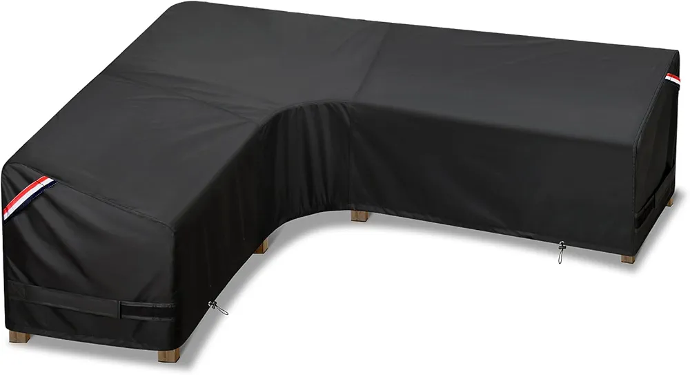 KylinLucky Patio Sectional Sofa Cover L-Shaped,83"X 104" Waterproof Outdoor Sectional Couch Cover Black