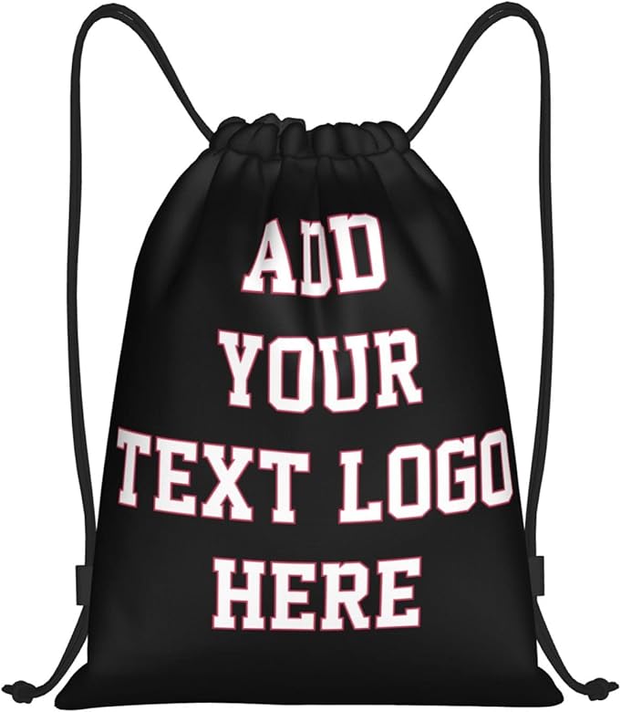 Custom Drawstring BackPack,Personalized Drawstring Bag with Your Name Photo Text Waterproof Drawstring Gym Bag (M)