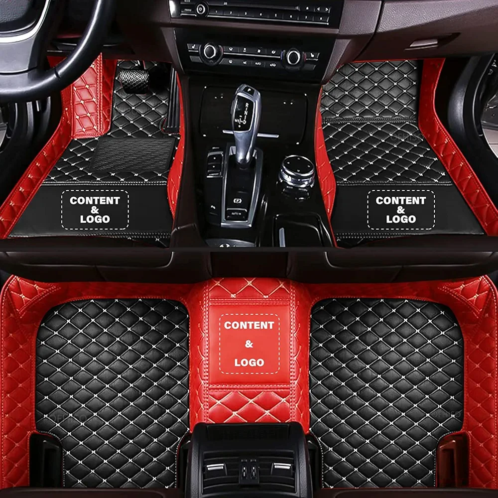 Custom Car Floor Mats for 99.99% Sedan SUV Sports Car Protection Full Coverage Pads Anti-Slip Leather Floor Lining Pads All Weather Car Floor Mats (Black+Red)