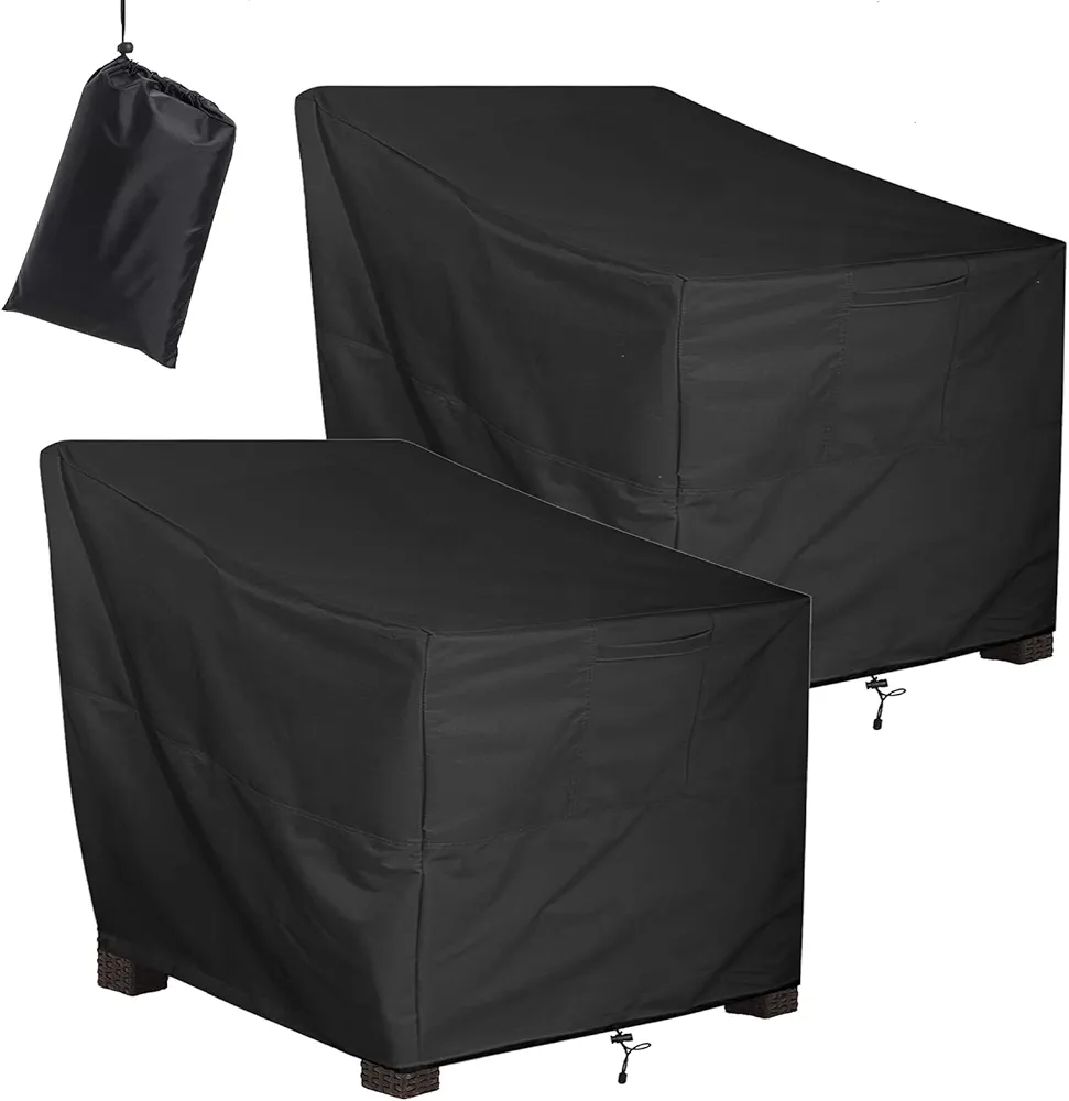 ALSTER Outdoor Chair Covers Waterproof 2 Pack, Patio Chair Covers(35" L x 40" W x 33" H), Durable and Waterproof Black Covers for Lounge Deep Seat, Rain Snow Dust Wind-Proof