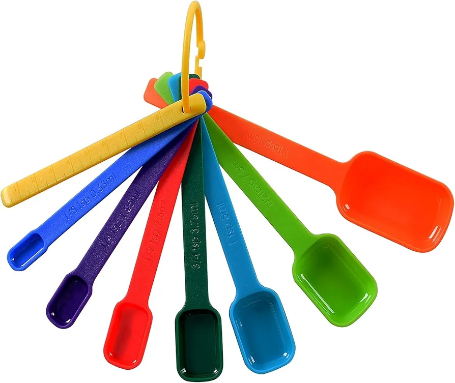 Plastic Measuring Spoons 8-Piece,Assorted Colors