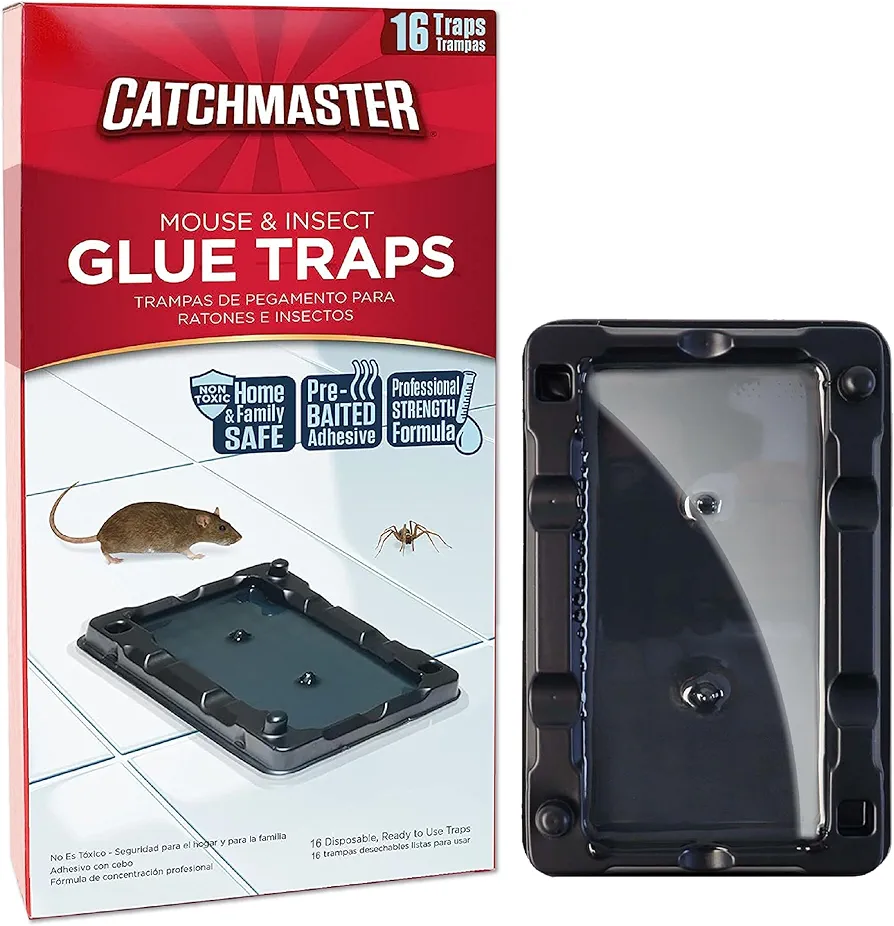 Catchmaster 16-Pack Pre-Scented Glue Traps - Pet Safe Pest Control for Mice, Insects in Home & Garage