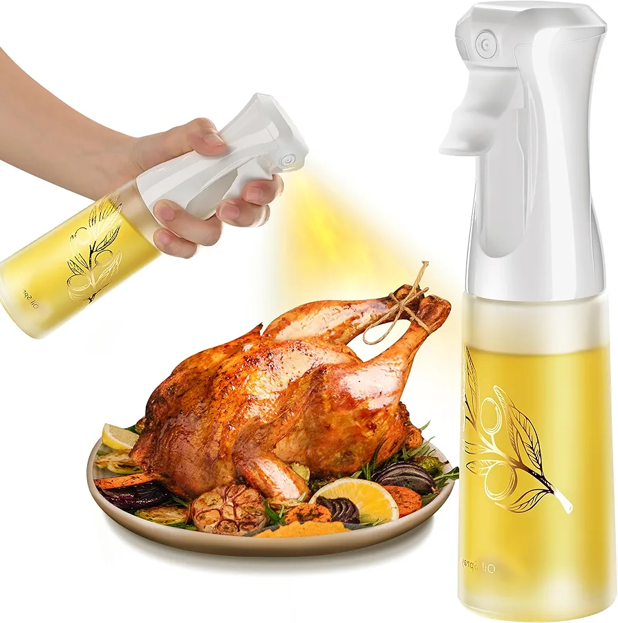 Oil Sprayer for Cooking, Olive Oil Sprayer Mister, 200ml Glass Olive Oil Spray Bottle, Kitchen Gadgets Accessories for Air Fryer, Patented Technology, Widely Used for Salad Making, Baking, Frying, BBQ