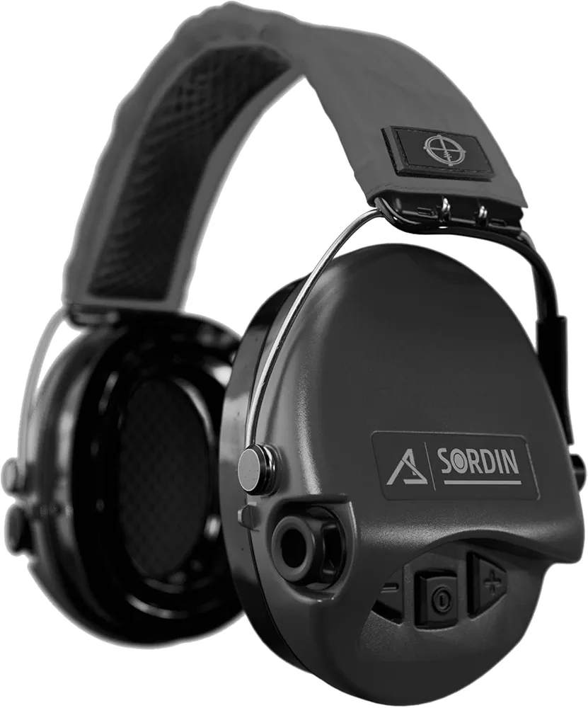 Sordin ACE Schakal Electronic Capsule Hearing Protectors - for Hunting & Shooting Sports - Grey Headband & Black Capsules