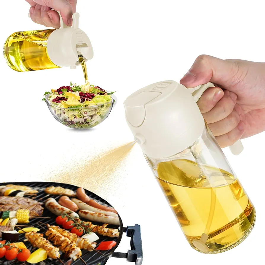 16oz Olive Oil Dispenser, 2 in 1 Oil Sprayer for Cooking，470ml spray bottles，oil dispenser for kitchen，Salad,BBQ