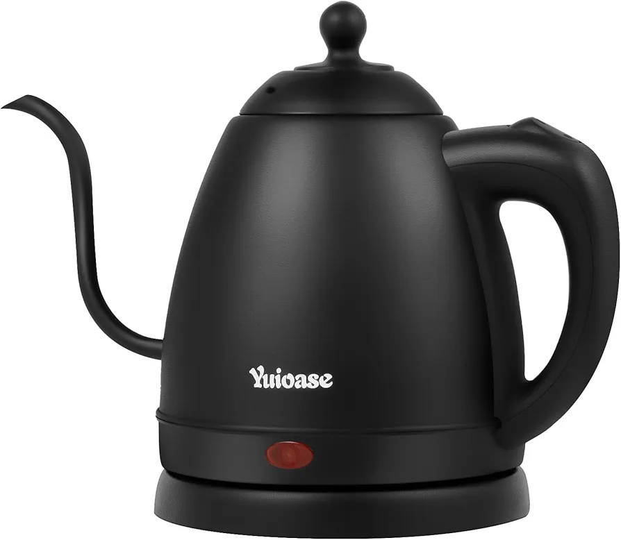 Electric Gooseneck Kettle, Stainless Steel Coffee Kettle, Auto Shutoff, Anti-dry Water Boiler, Pour-over Coffee & Tea,Matte Black 1.0L-1000W Fast Heating Kettle by YUIOASE