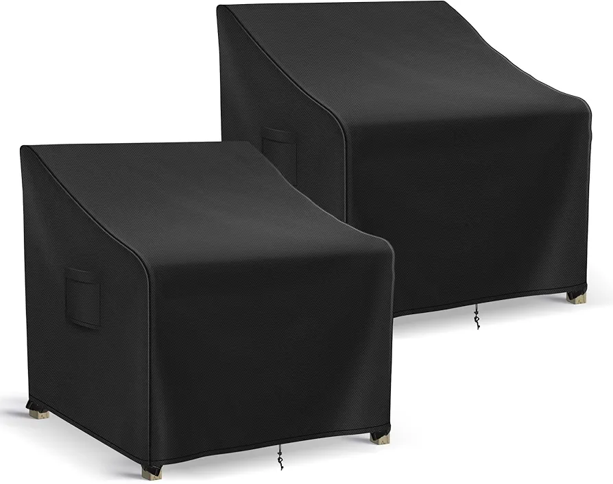 Patio Furniture Covers Waterproof for Chairs, Lawn Outdoor Chair Covers 2 Pack, Patio Chair Covers for Outdoor Furniture Fits up to 30W x 37D x 31H inches, Black