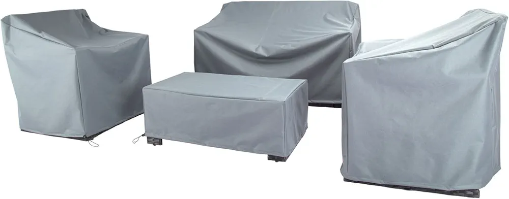 N87 4-Piece Outdoor Veranda Patio Garden Furniture Cover Set with 600D Durable and Water Resistant Fabric (Grey)