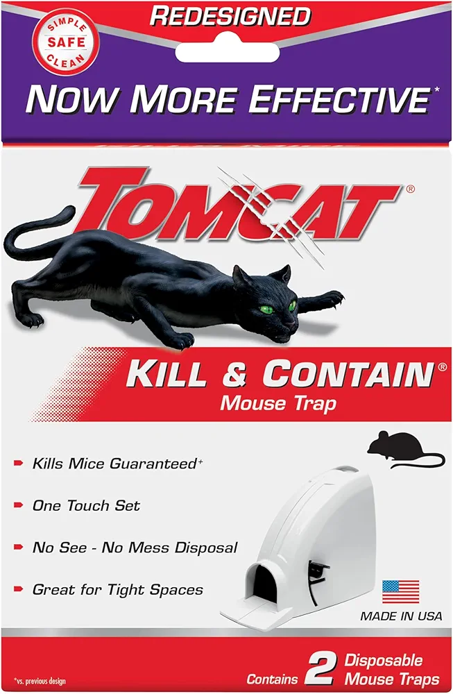 Tomcat Kill & Contain Mouse Trap, Never See a Dead Rodent Again, 2 Traps