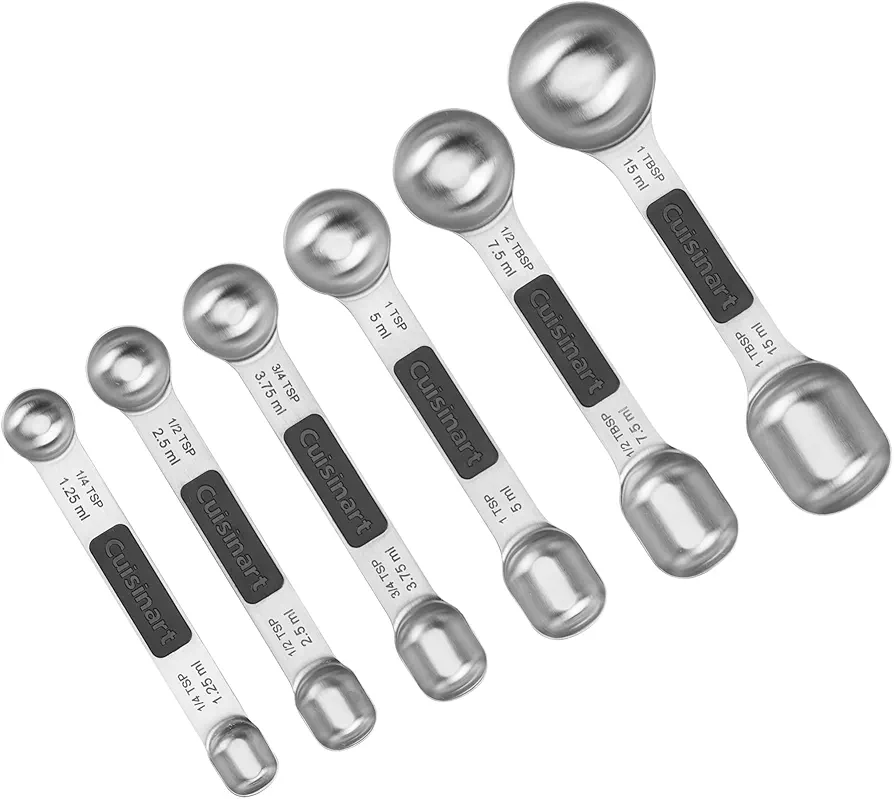 Cuisinart CTG-00-6MSP Stainless Steel 6P Set of Magnetic Measuring Spoons, Black & Silver