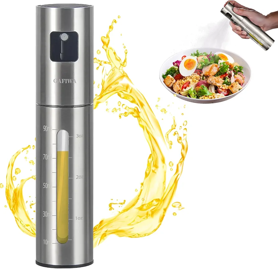 Advanced Olive Oil Sprayer for Cooking, Avocado Oil Mister Continuous Spray Bottle for Food, Oil Dispenser Spritzer Bottle for Kitchen, SUS304 Stainless Steel, 100ml, Leak-Proof and Portable.