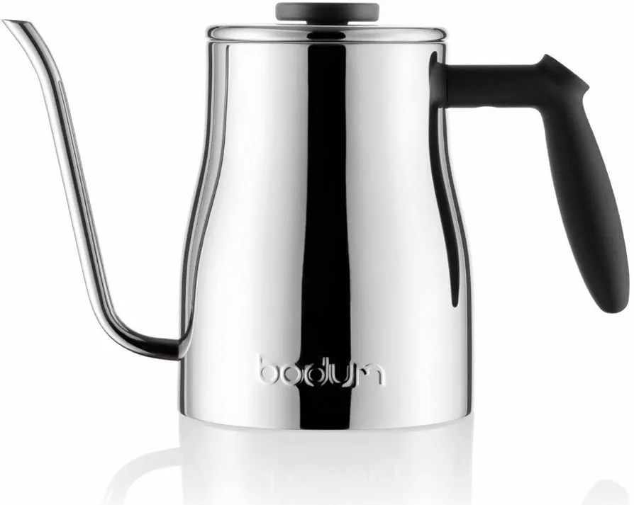 Bodum 34 oz Bistro Gooseneck Electric Water Kettle, Pour Over Coffee & Tea, Temperature Control, Polished Stainless Steel