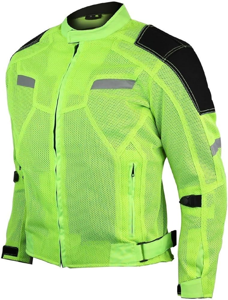 Vance Leather Mens All-Season Reflective Mesh & Textile Motorcycle Jacket w/CE Armor & Removable Liner