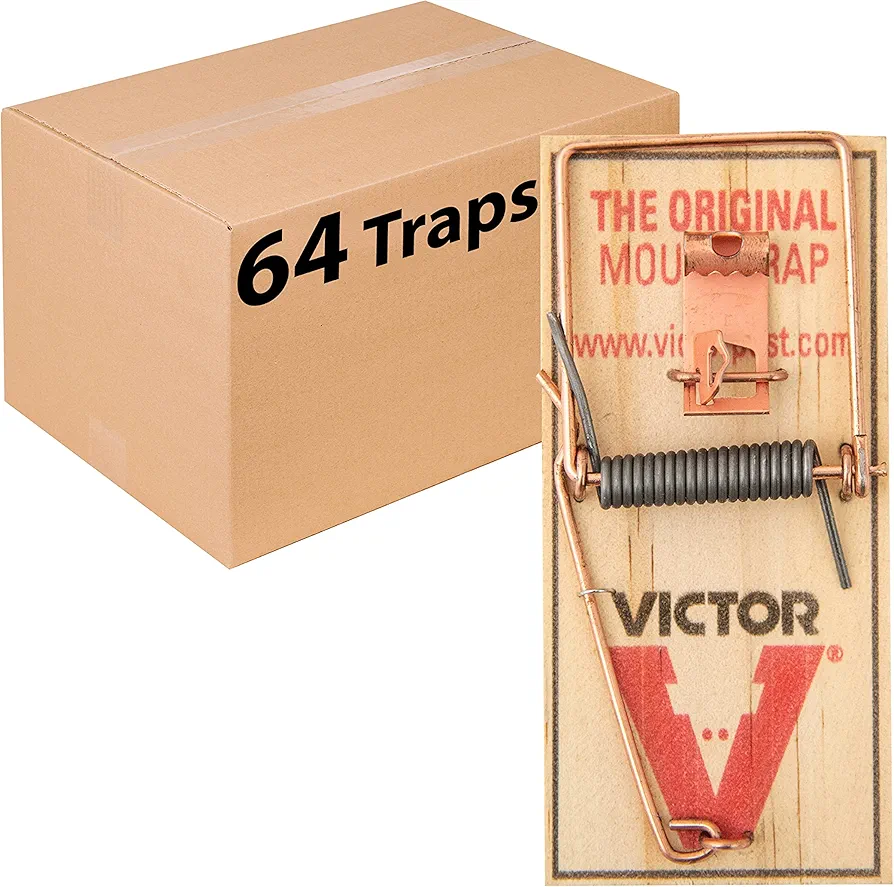 Victor M156 Metal Pedal Sustainably Sourced FSC Wood Snap Mouse Trap - 64 Traps