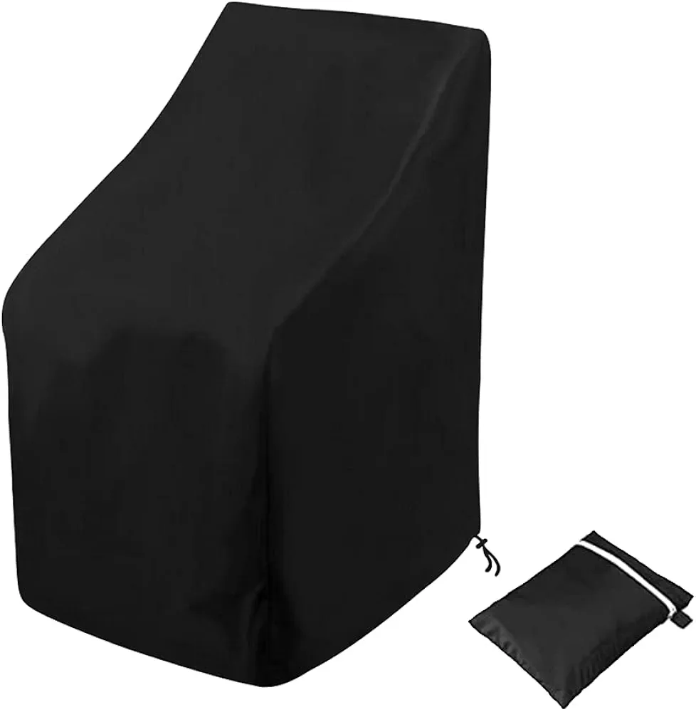 Stacking Outdoor Chair Cover Waterproof, Uranshin Outdoor Patio Furniture Covers Stacked Chairs 210D, Lounge Chair Covers Outdoor Stack Chairs for All Weather Protection, Black, 25"L x 25"W x 47”H