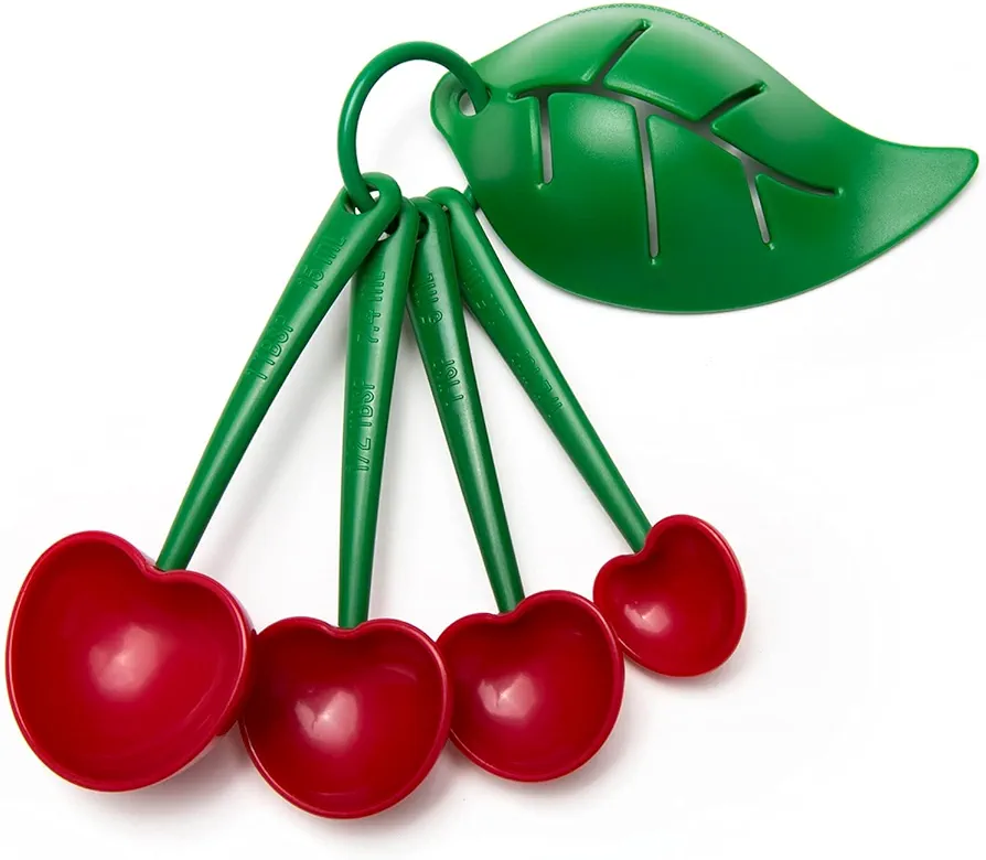 OTOTO Measuring Spoons Set - Teaspoons for Dry & Liquid Ingredients, BPA-free & Dishwasher Safe, Funny Gifts, Baking Accessories, Unique Kitchen Gadgets (Mon Cherry)