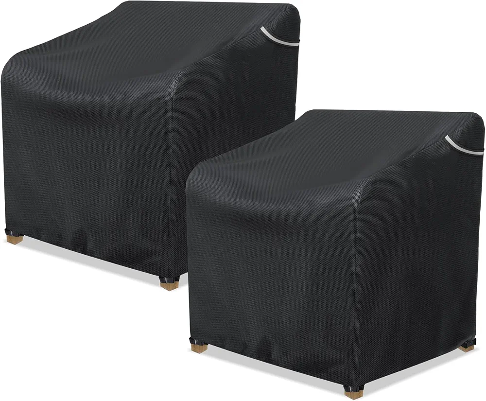 AKEfit Patio Chair Cover Outdoor Chair Cover Heavy Duty Waterproof Furniture Chair Covers For Chairs 2 Pack All-Weather protection Outdoor Furniture Covers Fits up to 32W X 37D X 36H,Black