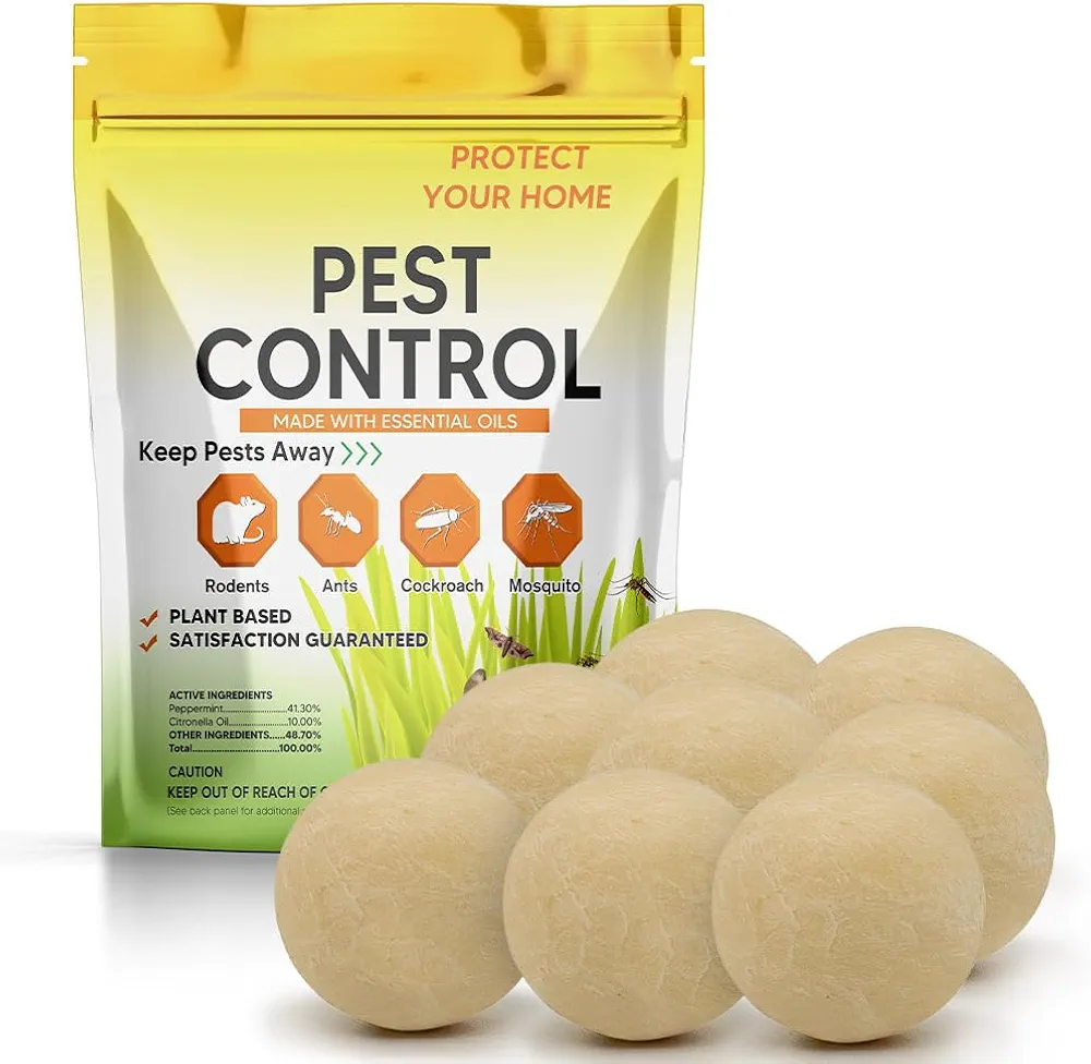 Pest Control Balls, High-Strength Mice Repellent, Rodent Mouse Repellent Indoor, Strongly Repel Rodents, Mouse, Mice, Rats, Ants, Roaches, Moths, Spiders & Other Pest, Rat Repellent -8 Packs