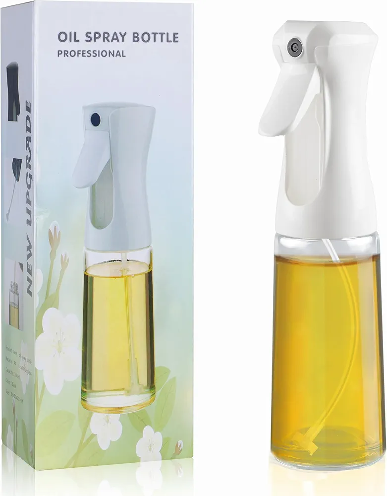 HTHOOOOOME Olive Oil Sprayer for Cooking-200ml Thick Glass Oil Sprayer with Large Range, Refillable Oil Mister Spray Bottle for Air Fryer, Patented Technology, Used for Salad Making, Baking, Frying