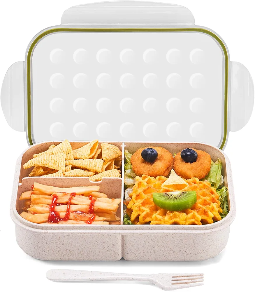 MISS BIG® Bento Box,Bento Box for Kids,Lunch Box Kids,Ideal Leakproof Kids Lunch Box,Lunch Containers No BPAs and Chemical Dyes,M/W,D/W & Fridge Safe(1150ml White)