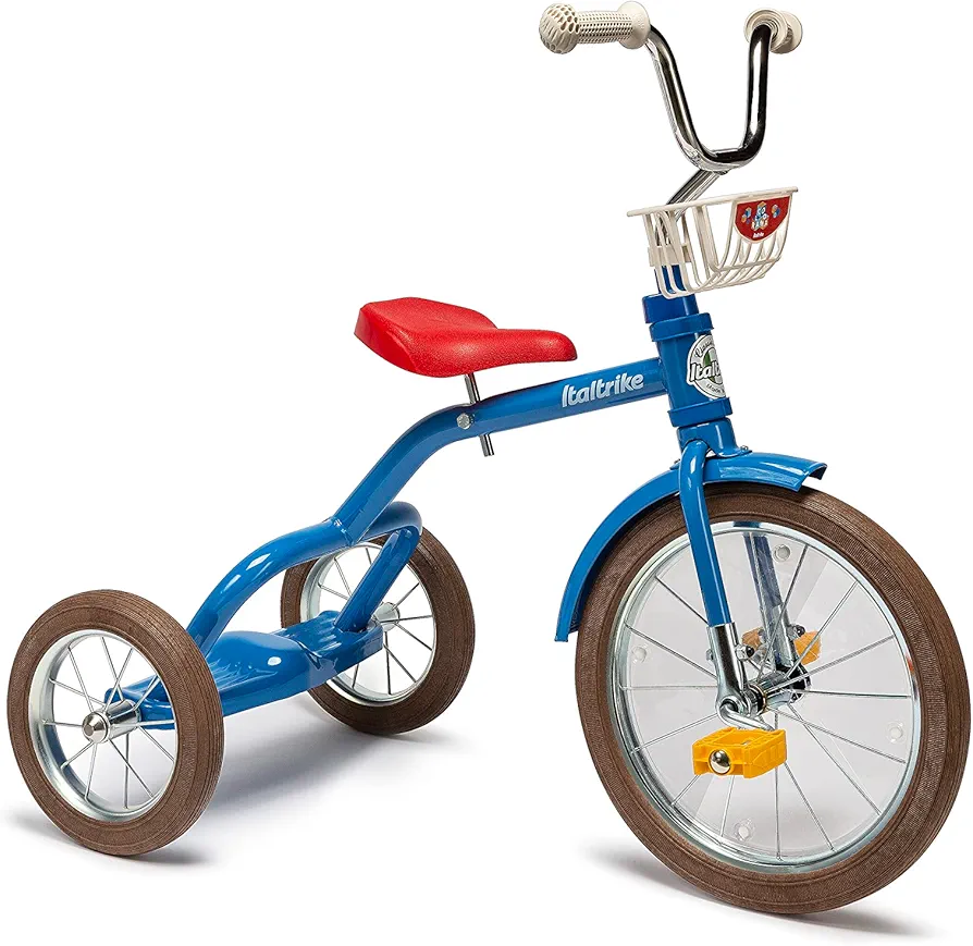 Italtrike Spoke Large 16" Outdoor Tricycle with Basket for Toddlers and Kids, Superior Engineering, Strong & Durable, Adjustable Seat and Handlebar, Ages 2-5 (Blue)