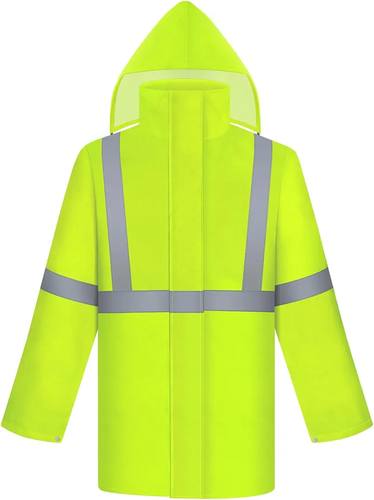 TCCFCCT Rain Suits for Men Waterproof Class 3 Reflective Rain Jacket with Hood, Lightweight Rain Coat for Men, High Visibility Rain Gear for Safety Work & Outdoors, Durable, 2XL-3XL Yellow NP