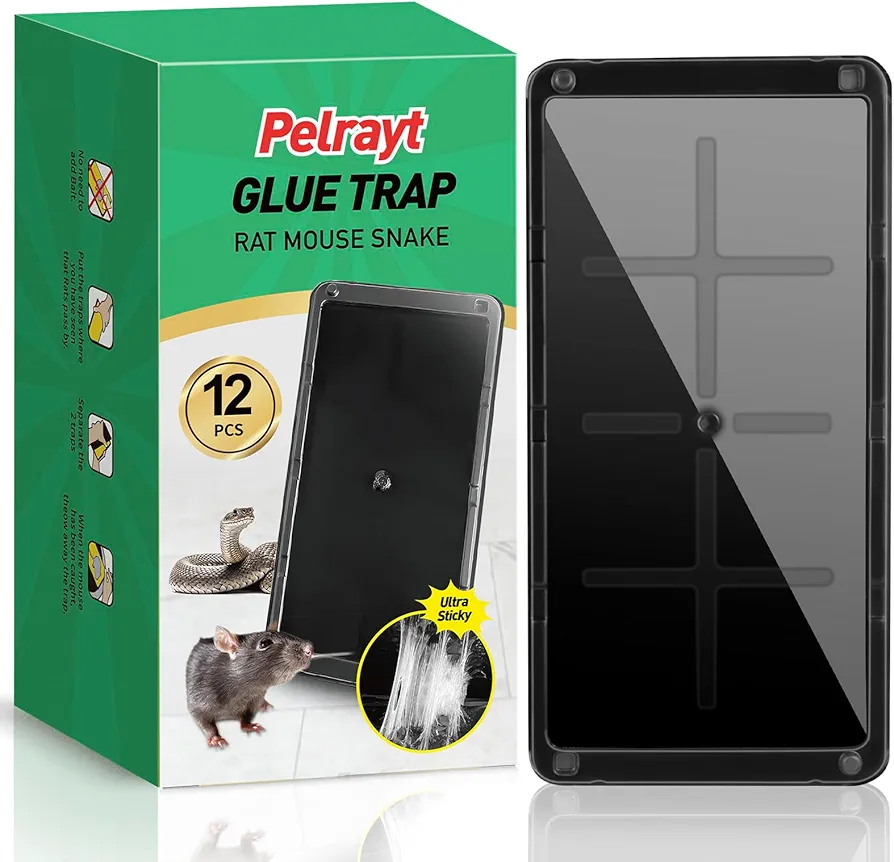 Glue Mouse & Rat Traps Indoor for Home -12 Pack Large Heavy Duty Glue Traps for Safe Home Pest Control. Pre-Scented, Non-Toxic Sticky Boards for Mice, Rats & More. Easy to Use