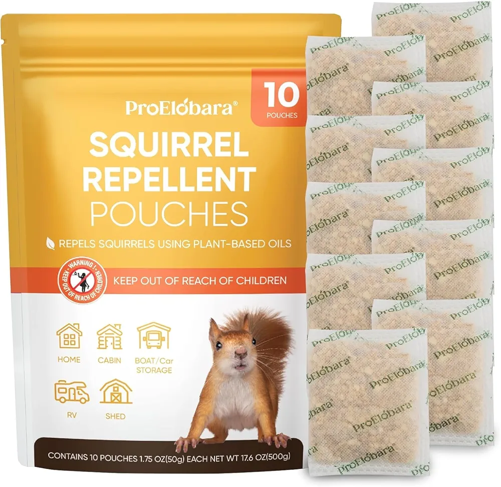 Squirrel Chipmunk Repellent Deterrent Indoor: Powerful Squirrel Repellent Indoor - Repels Mice Mosquito Rats Roaches Ants Spiders - Chipmunk Squirrels Mint Bugmd Deterrent (10 Odorant Pouches)