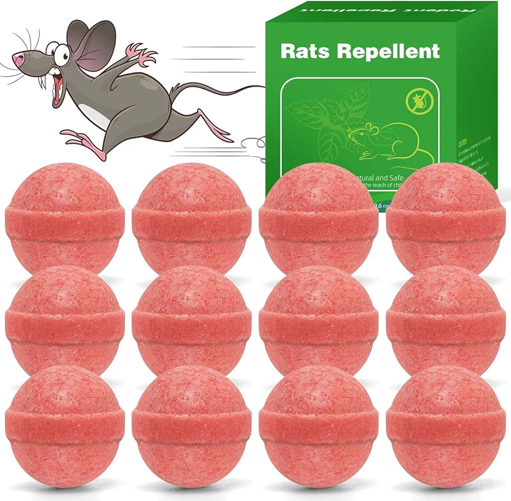 12 Pcs Natural Mouse Repellent Peppermint Oil for Rodents Mice Control, Repeller for Mice Repellent Indoor & Outdoor, Used for Car Engines, Used for Home & Kitchen, Used for Patio, Lawn & Garden