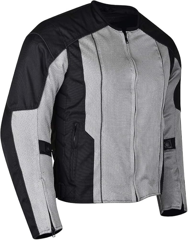 Vance Leather Mens All-Season Reflective Mesh & Textile Motorcycle Jacket w/CE Armor & Removable Liner