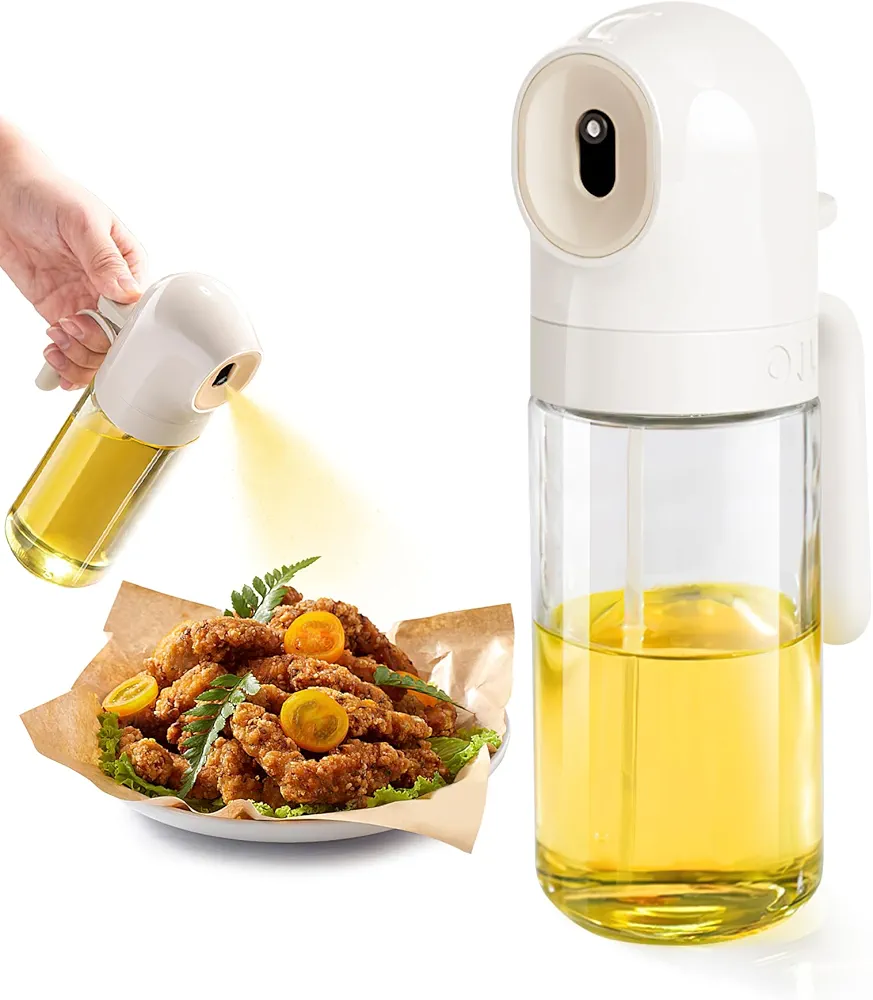 YUPER Oil Sprayer for Cooking, 250ml Refillable Glass Olive Oil Spray Bottle, Continuous oil dispenser for kitchen, 8.4oz Olive Oil Mister Kitchen Gadgets for Air Fryer,Salad, Baking, BBQ