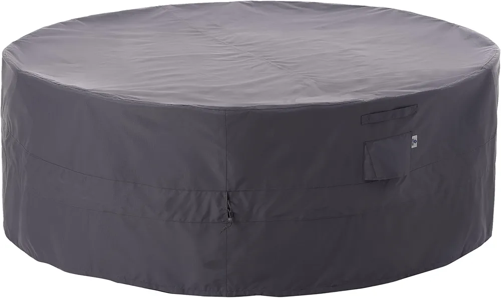 Large Ripstop Patio Furniture Cover, 110" D x 31" H, Waterproof, UV Resistant, Anti-Fading Outdoor Cover for Round Dining Table and Chairs Set, Grey