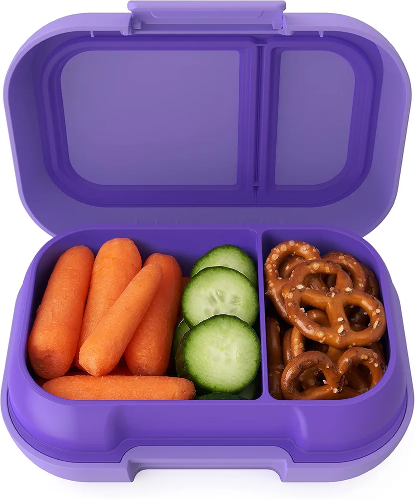 Bentgo Kids Snack - 2 Compartment Leak-Proof Bento-Style Food Storage for Snacks and Small Meals, Easy-Open Latch, Dishwasher Safe, and BPA-Free - Ideal for Ages 3+ (Purple)