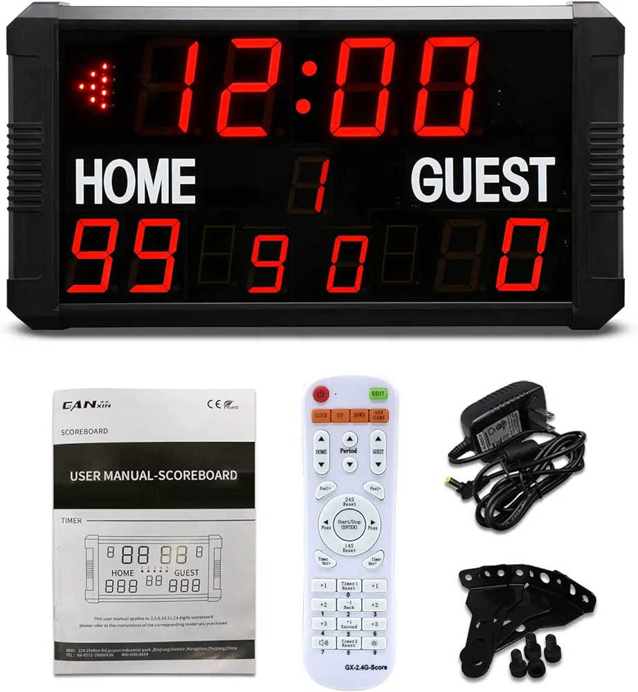 Portable Basketball Scoreboard with Shot Clock,Digital Scoreboard with Remote,Tabletop,Electronic Scoreboard with Buzzer