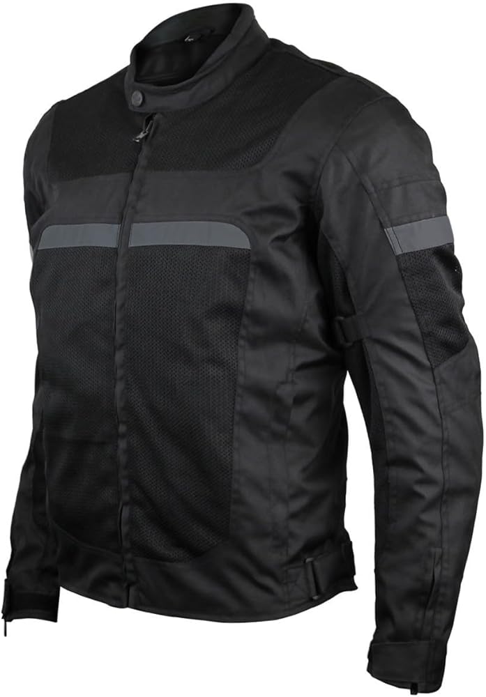 Vance Leather Mens Advanced All-Season Reflective Mesh & Textile Motorcycle Jacket w/CE Armor & Removable Liner